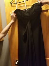 David's Bridal Chiffon Strapless Black Short Bridesmaids Dress Size 6