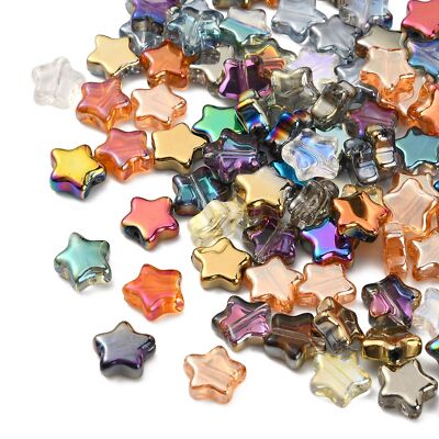 100x Rainbow Glass Beads AB Color Star Loose Bead for Jewelry Making DIY Craft