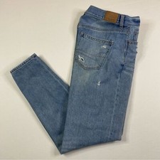 American Eagle Mom Jeans Women's 2 Light Denim High Rise Distressed Ripped Knees