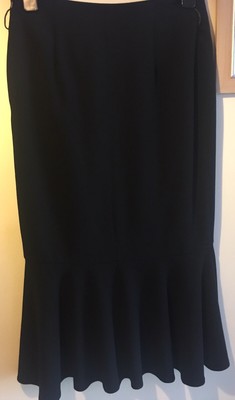 Wallis Elegant Long Black Skirt Size 8 New Frill Hem
