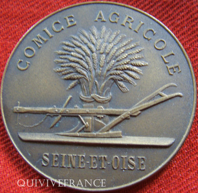 Medaille de table commice agricole seine et oise Drainage 4 eme prix Mr Gibois cooperateur 1866 - Collection