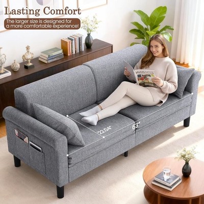 58/74''W Loveseat Sofa Sleeper Couch High-Density Sponge &Breathable Fabric Sofa