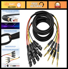 4 Channel 3ft TRS to XLR Snake Cables - 1/4" Jack Stereo Audio Line 2 Pack