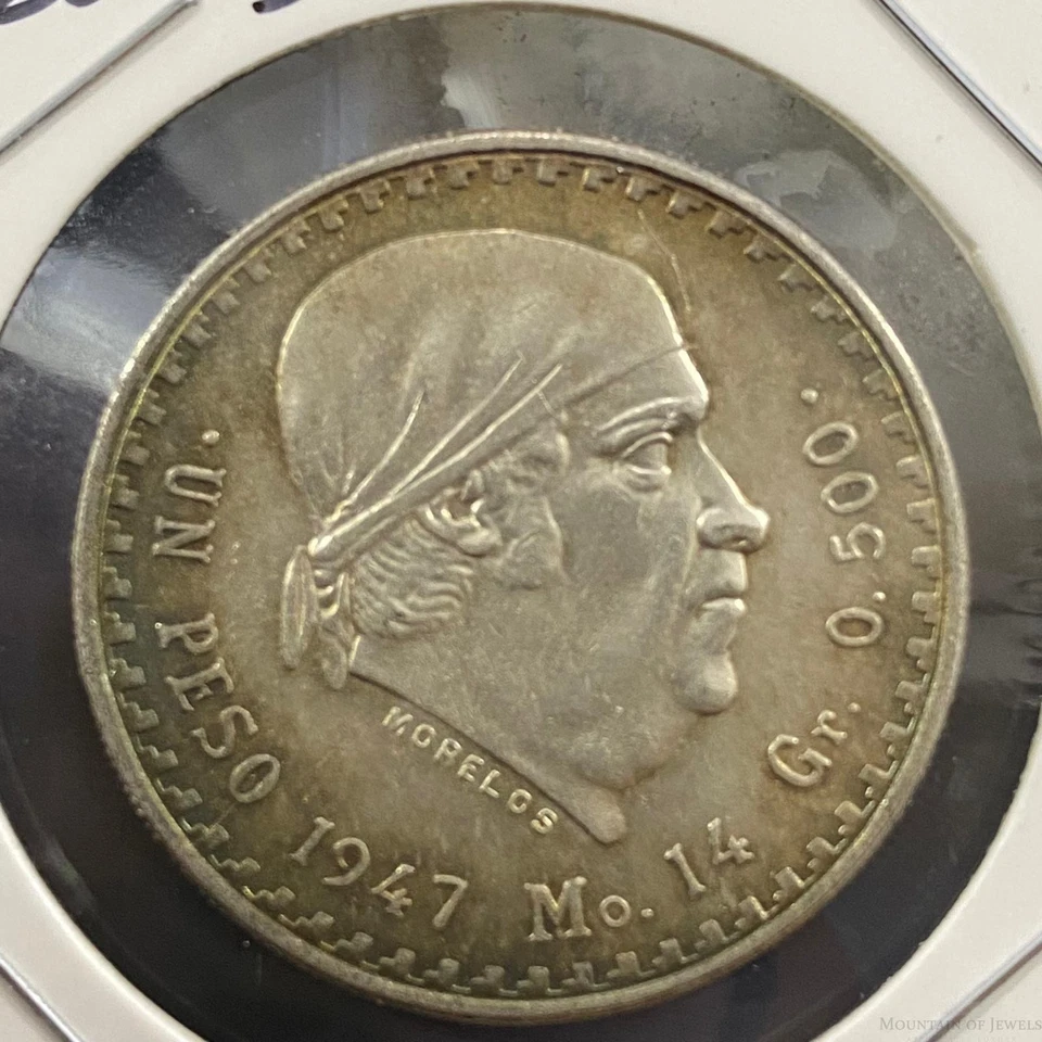 Moeda de prata 1947 México 1 peso 0,500 #52023-16H - Imagem 2 de 4