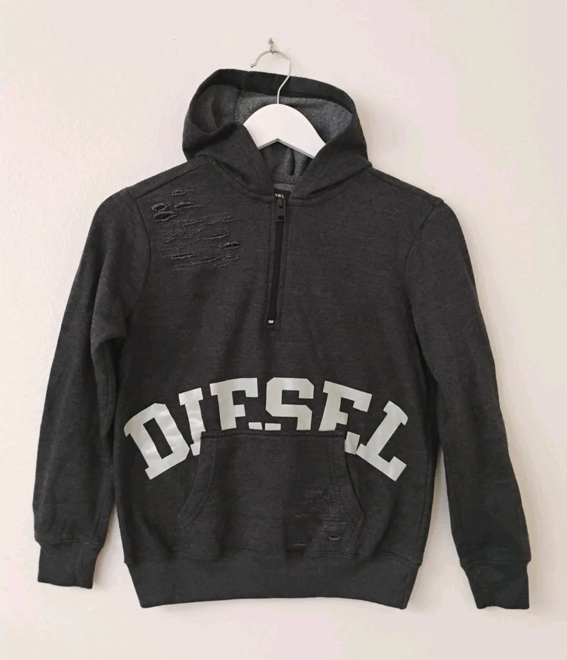 Moletom com capuz Diesel Boys M (10-12 anos) escovado French Terry urze carvão escuro - Imagem 3 de 4