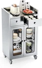 Stainless Steel Prep Table with Lockable Casters & Transparent Door for Kitchen