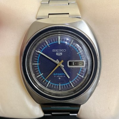 Seiko 5 Sports Blue 6319 - 8070 21 Jewels Vintage Men s Watch Japan