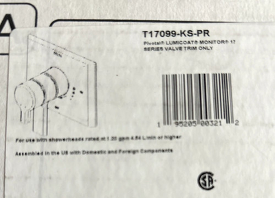 #ad Delta Pivotal Pressure Balanced Valve Trim Only T17099 KS PR $170.99