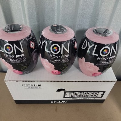 3 x Dylon Waschmaschine Stoff Färbe Pod, Pfingstrose PINK, 3 Packungen à 350 g