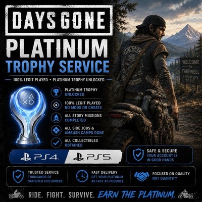 Days Gone & NG+ Platinum Trophy Service (PS4/Ps5) Legit Played 
