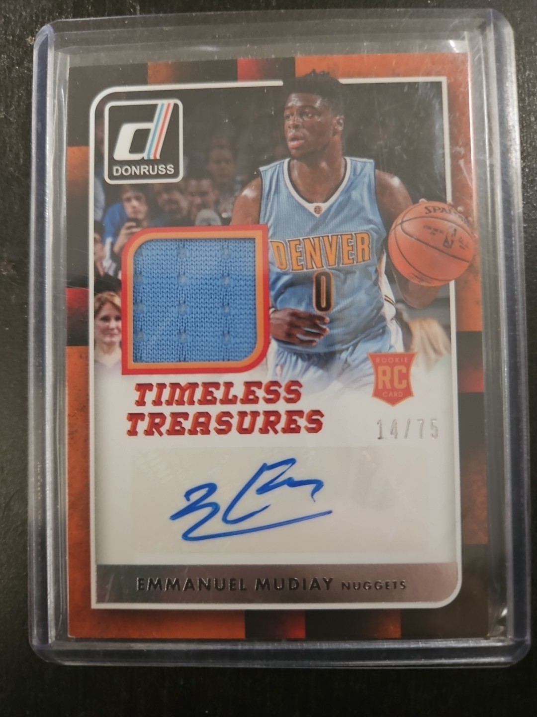 2015-16 Donruss Timeless Treasures Materials /75 Emmanuel Mudiay Rookie Auto RC