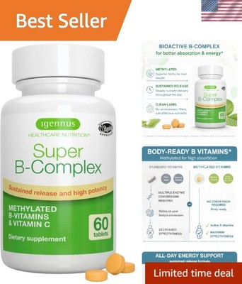 Igennus Super B-Complex - Methylated B Vitamins for Energy & Mood Support, 60...