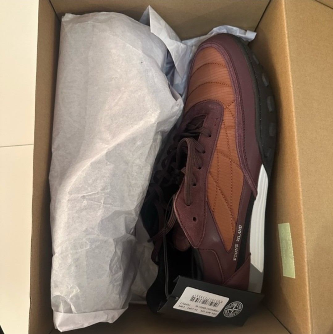 NEW Stone Island Burgundy And Black Men's Sneakers Size 12  W/Tags And Box thumbnail 4