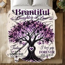 Daughter In Law Heart Tree Coral Fleece Blanket Love Family Decor