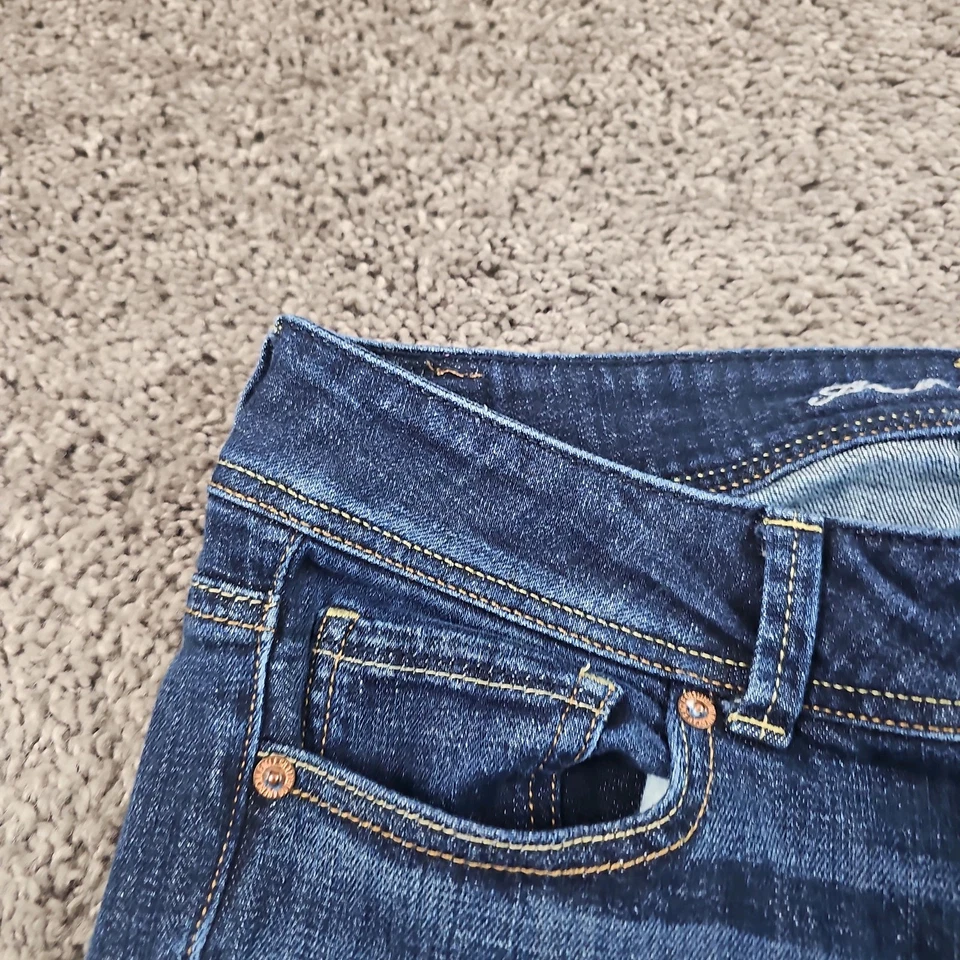 American Eagle Jeans Womens 8 Long Boot Cut Stretch Low Rise Dark Denim 28x32 - Image 3 of 4