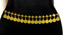 Pre-owned Belly Dance India Made Metal Gold Hip Belt - Single Row of coins - 42"
