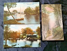 3 Lot CT Willimantic 1914 Antique Postcards River Mill Nipnet Colorized Stamps