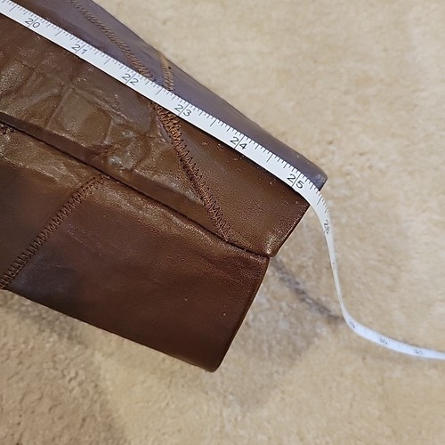 Giacca patchwork pelle vintage anni 60-70 uomo 42 Woodstock patch tasca marrone - Foto 17 di 24