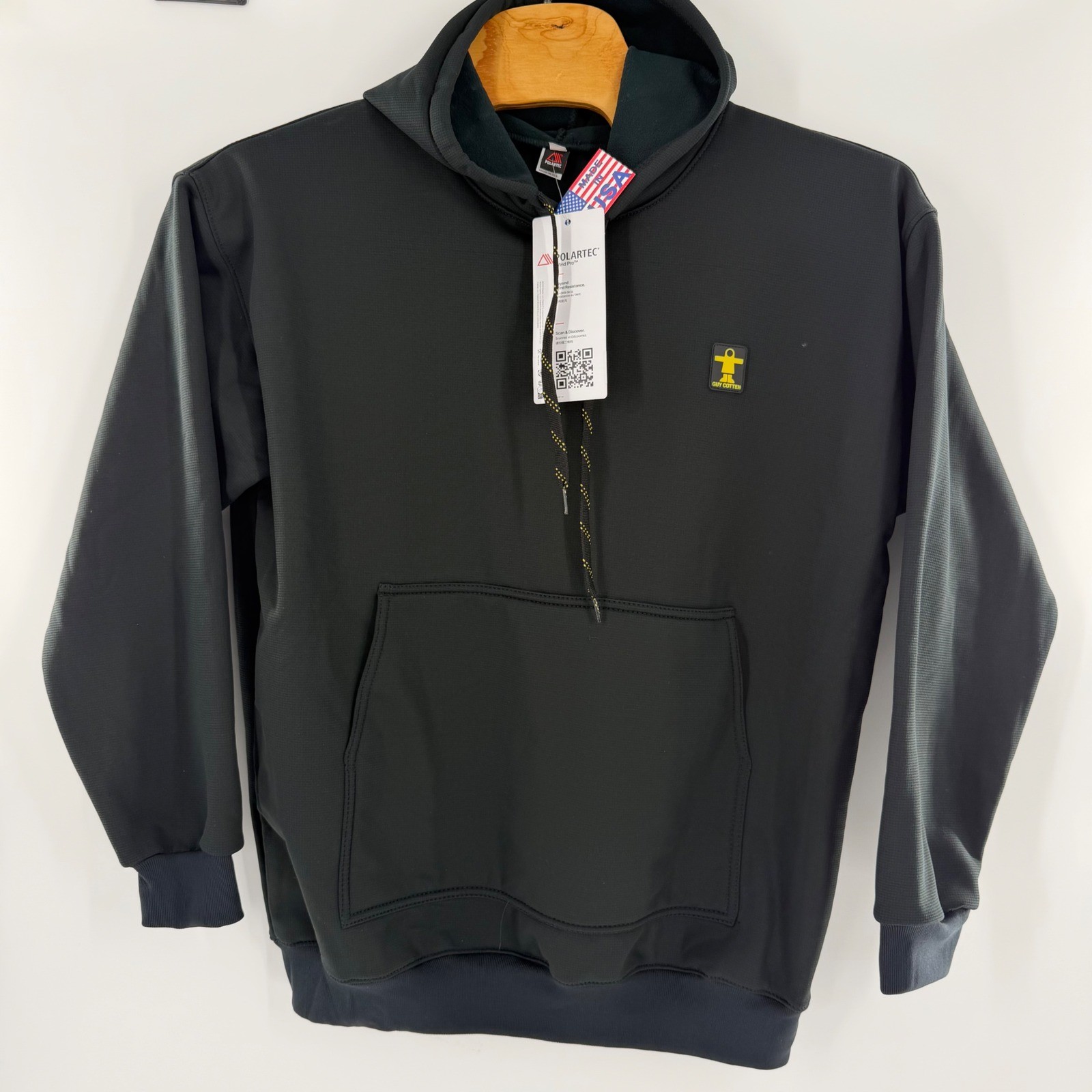 Guy Cotten Polartec Wind Pro Hoodie Mens XL Black Made in USA Fleece Sweatshirt