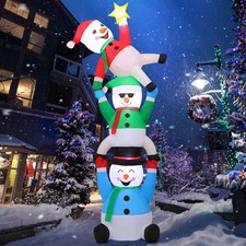 8 FT Christmas Snowman Inflatable Decoration Blow Up Three Snowman Pick Stars...