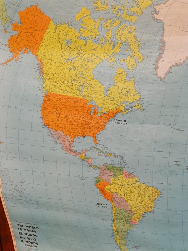 BRACCHI CARTA GEOGRAFICA POLITICA DEL MONDO ANNI '70/80 - 140 X 98 ...
