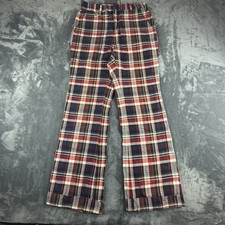 Vintage 60 s Bell Bottoms Disco Flare Beatnik Hippy Fits Men 33x32.5 Plaid Disco