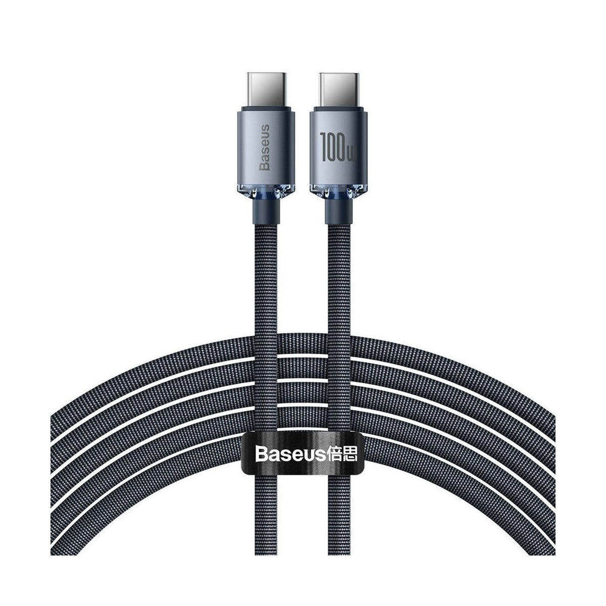 Câble USB-C 100W Crystal Shine 2m de recharge ultra rapide anti-torsion