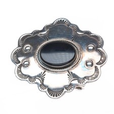 James Reid Santa Fe Southwestern sterling silver onyx belt buckle