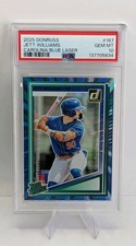 2025 Panini Donruss Rated Prospects Jett Williams #167 Carolina Blue Laser PSA10