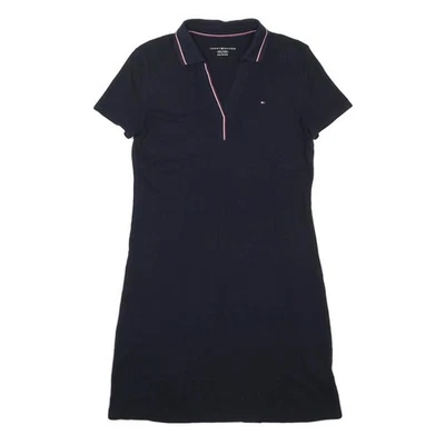 TOMMY HILFIGER Robe Mini Polo Col Chemise Coton XS Bleu Marine - Photo 1/4