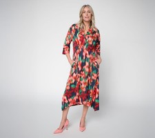 Carla Rockmore Collection Regular Jersey Cinched Waist Midi Dress Midnight Flora