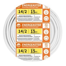 Solid 14/2 W/G Indoor Electrical Wire NM-B Cable 15ft White 14 AWG Copper