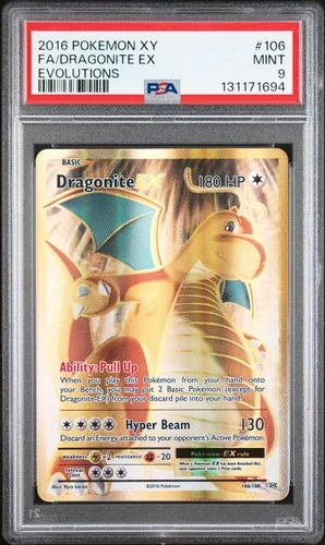 2016 POKEMON XY EVOLUTIONS #106 FULL ART/DRAGONITE EX PSA 9