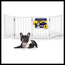 Stylish White Metal Dog Gate - Freestanding, Lightweight, 48" W x 16" H