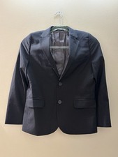 Nordstrom Boy's Size 10 Black Suit Blazer Jacket 2 Button Wool Blend