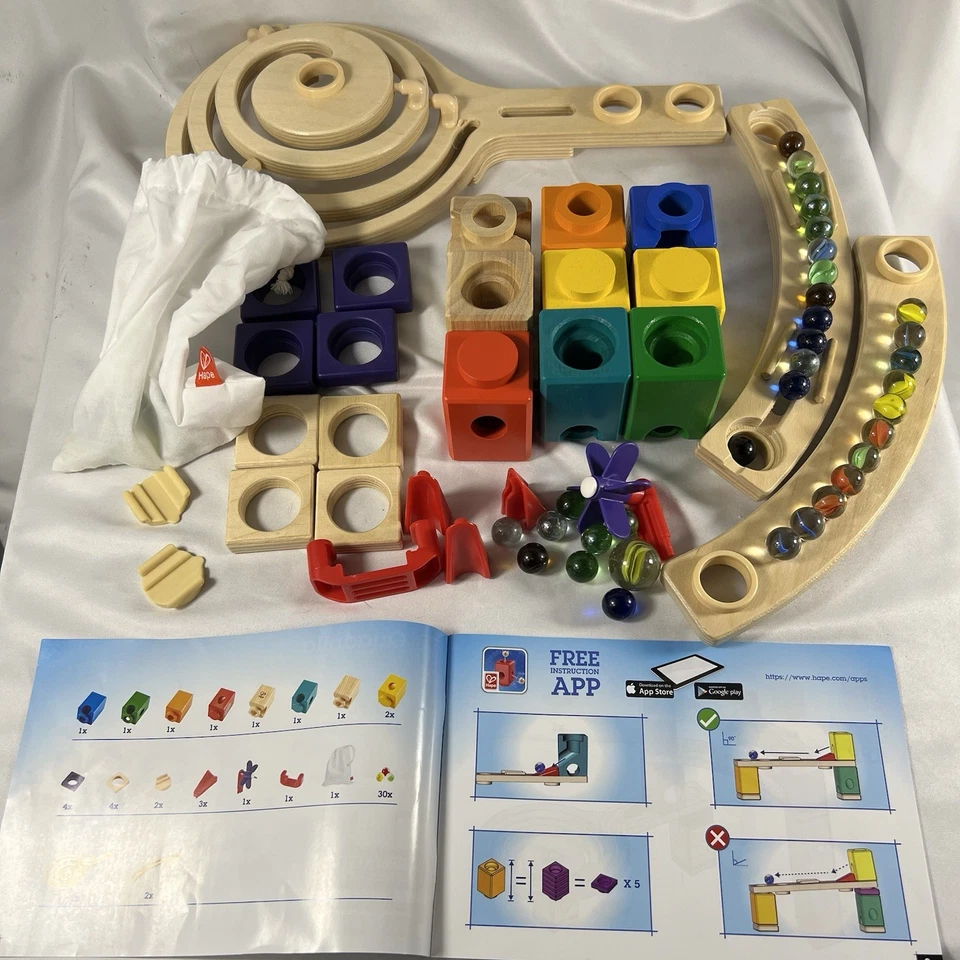 Juego de juguetes de madera Hape Quadrilla Race To The Finish Marble Run para niños 4+ años Foto 2 de 4