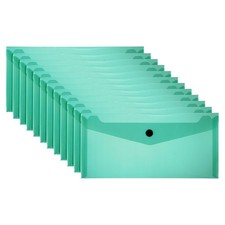 12 Piece A6 Plastic Expandable Folders with Snap Closure, Green