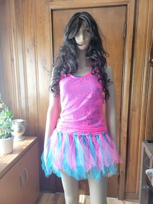 Women's S/M Aqua & Neon Pink Costume/ Tutu Dance Outfit