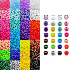 4200Pcs Pony Beads Bulk, 28 Colors Rainbow Pony Beads for Hair Braiding, Plastic