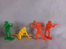 Vintage 1970's TIM-MEE Timmee Plastic Western Cowboys Indians 3" Figures 4 Pc.