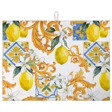 Watercolor Lemon Dish Drying Mat Kitchen Counter Microfiber Absorbent Draining