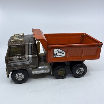 Vintage ERTL Transtar Steel Automatic Hydraulic Toy Dump Truck Brown/Orange