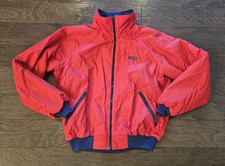Vintage Patagonia Bomber Jacket Red Blue Made in USA Fleece Lined 1980s Large
