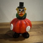 Vintage Venetian Murano Glass Clown Pumpkin Orange Labeled Unique Halloween