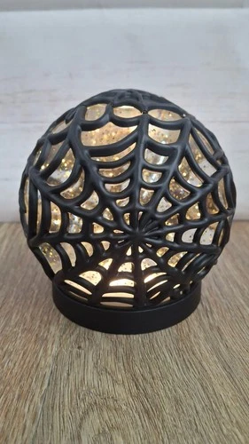 5” Illuminated Spider Web Glitter Sphere by Valerie Parr Hill