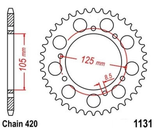 Roue à chaîne 48 dents pas 420 pour moto Derbi Senda 50 R DRD 2004-2005