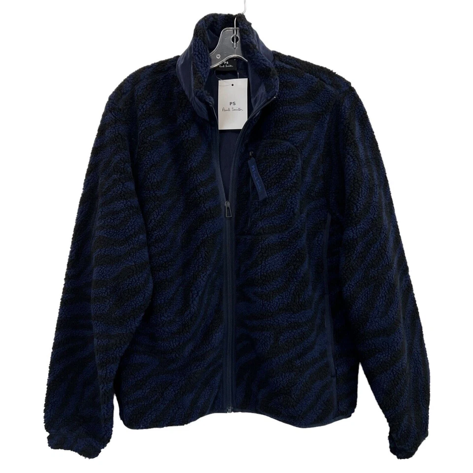 Jaqueta Paul Smith Sherpa zíper completo estampa zebra azul/preta tamanho M - Imagem 4 de 4