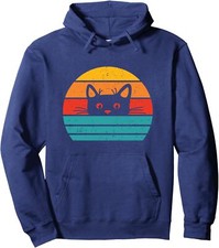 Funny Cat Retro Vintage Sunrise Design Cool Unisex Hooded Sweatshirt