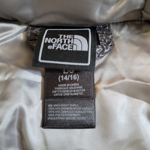 Girls The North Face Puffer Jacket Gray Hood Hoodie Size 14 16 Large 550 Belt - Picture 12 of 12
