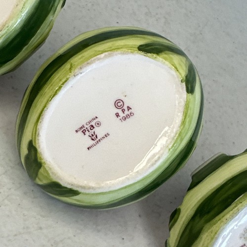Set of 5 Vintage PIA Bone China Watermelon Napkin Ring Holder 1986 FREE SHIPPING - Picture 8 of 11